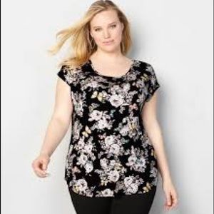 Short Sleeve Floral Top with Criss Cross Back